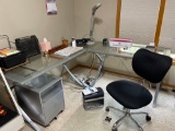 Office desk, office chair, shredder, printer & misc