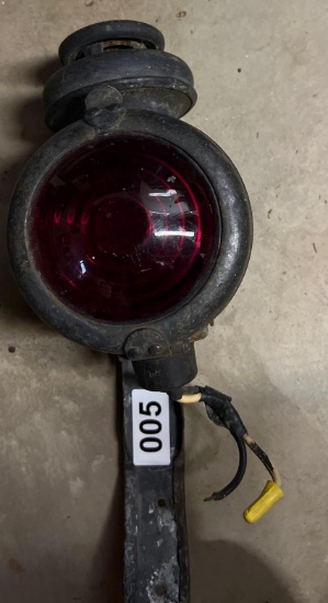 antique railroad crossing light