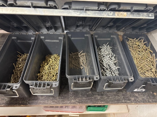 5 storage boxes with fasteners