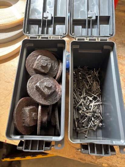 Ammo box with some fasteners and decorative bolt units