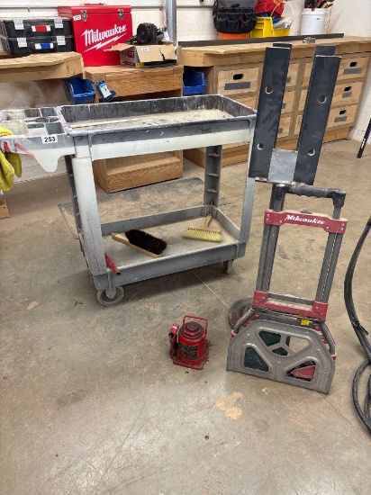 4 wheel work cart, Milwaukee 2 wheel cart and bottle jack