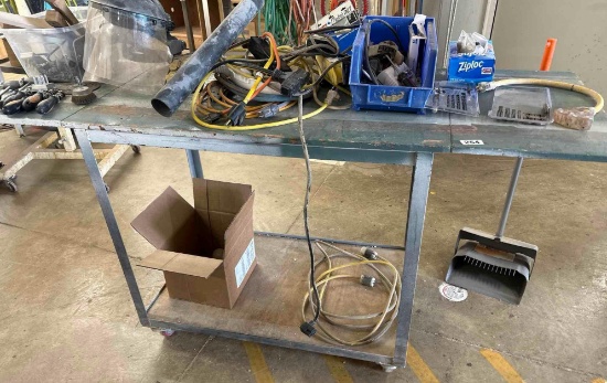 Cart, extension cords, tools plus