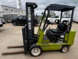 Clark Model GCX25 forklift showing 9735 hrs runs and operates as it should. see video in description