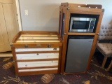 White Clad unit including mini fridge and microwave! cool piece