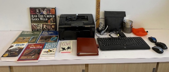 Books, HP printer, keyboard and more
