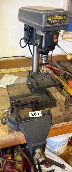 8 inch drill press, vice on bench (must remove)