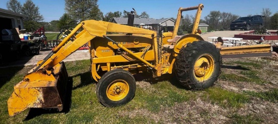 Ford 3400 industrial tractor C321794 with loader and blade showing 3851 hours runs great operating