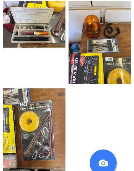 new/ almost new items - hoist, tire repair kits and tap & die set