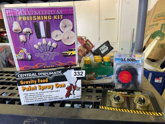 Aluminum polishing kit, paint spray gun, oil, horn and locks