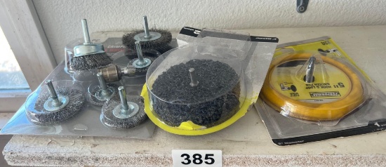 Bristle brushes, sanding wheels