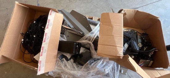 Pallet full of Ford Explorer Police Interceptor interior parts including lights of all sorts