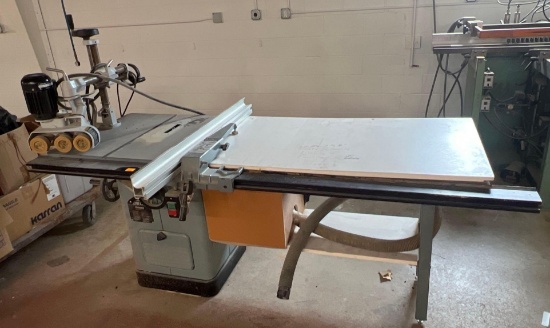 DELTA Industrial Unisaw with 4-speed 3- roller stock feeder