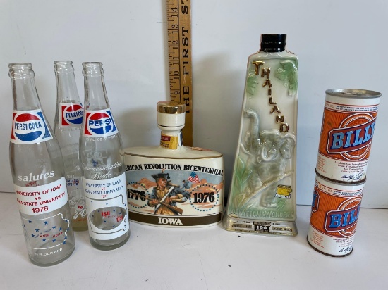 Bottle Whiskey, iowa/iowast bottles and Billy beer