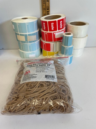 rubber bands elastiques and labels
