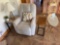 Recliner, side tables, decor, and lamp