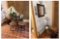 Circular bar table with 4 stools and decor