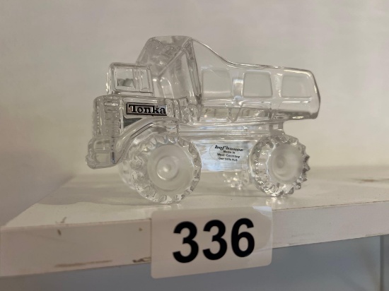 Vintage Hofbauer Crystal Tonka Dump Truck, likely from 1989. It is a collectible item made of lead