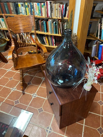 Rocking chair, puzzles, terrarium, and small drawers