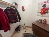 Closet off laundry room- mens clothes/shoes size xl/13 Hat on hat stand