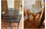 Square table with 4 chairs and glasses with table