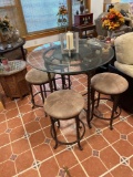 Glass top bar table with 4 stools