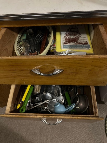 Drawer, contents, silverware, and more