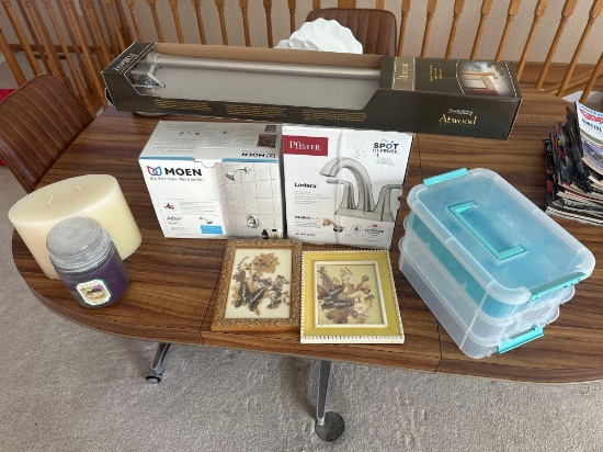 MOEN SHOWER HEAD, PFISTER FAUCET NIB CANDLES DECORATIVES