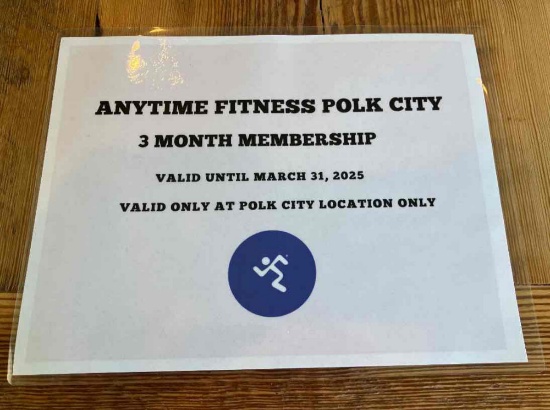 3 month membership to Anytime Fitness
