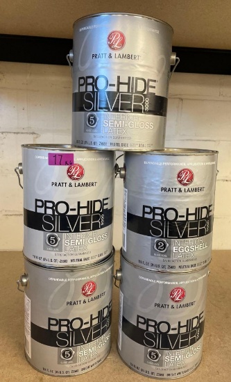 5x-Pratt & lambert Pro hide silver interior semi gloss