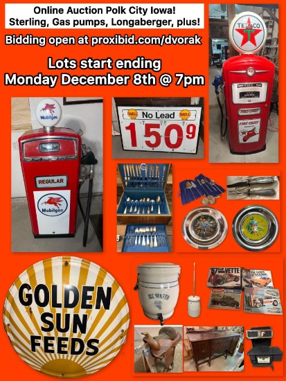 Sterling,Vintage Gas Pumps, Longaberger, Signs!