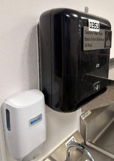 Paper towel and soap dispensers