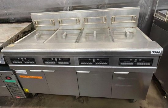 Frymaster Model No. FPPH455 Fryer Battery, gas, hiefficiency, (4) 50 lb. capacity each, builtin
