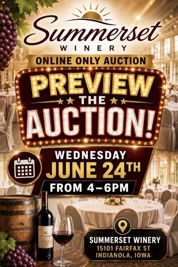 IMPORTANT AUCTION INFORMATION  Preview time for the online auction of Wednesday June 24th from 4-6pm