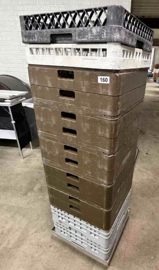 Dish/cup dishwasher holder units and cart