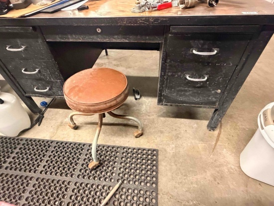 Heavy Duty Metal Desk and Stool