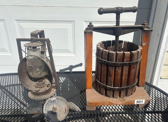 Wear Ever Press and a Antique Lantern