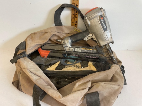 PASLODE NAIL GUN AND BAGS