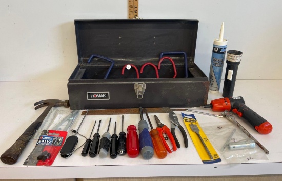 Tool Box, Hammer, Screwdriver, Valve Caps And More