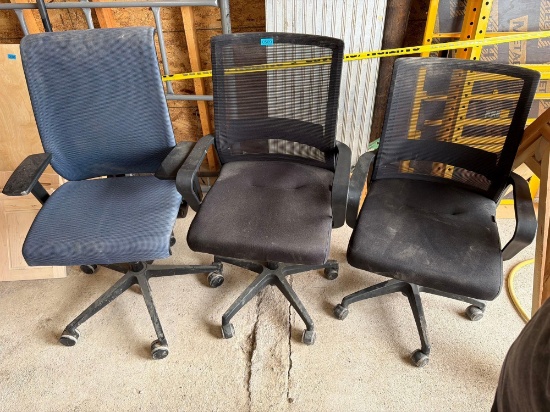 3 rolling office chairs