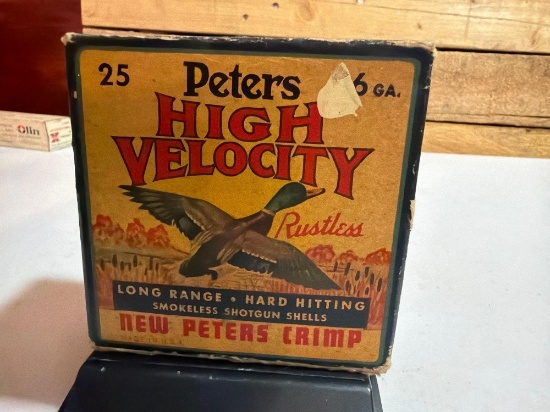 Peters High Velocity 16 Gauge Shotgun Shells - 2-3/4 inches, Vintage Box