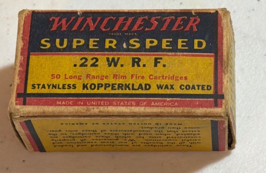 Winchester Super-Speed .22 WRF Rimfire Ammunition - Vintage Box