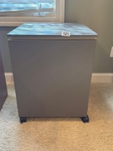 Rolling Gray Metal Storage Cabinet, Approx. 21 x 27 Inches