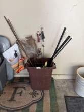 Assorted Metal Garden Stakes and Decor with Metal Mat