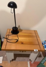 Pale Blue Side Table with Adjustable Desk Lamp