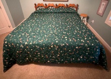 King Wood Bed with Floral Bedding
