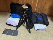 Camera and Photo Equipment with Tripod and Carrying Case