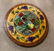 Wooden Stool with Decorative Tile Top