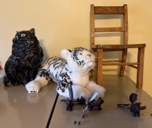 Assorted Cat Figures and Miniature Furniture