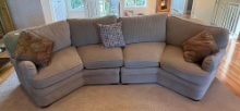 Sherrill Two-Section Curved Upholstered Sofa with Three Accent Pillows