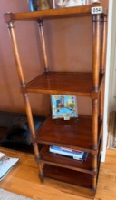 Five-Tier Wood Etagere with Turned Columns and Brass-Tone Corner Caps